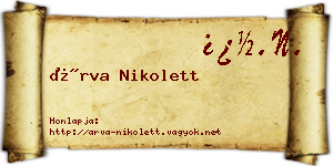 Árva Nikolett névjegykártya