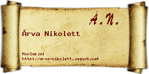 Árva Nikolett névjegykártya