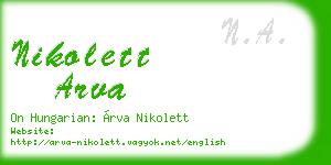 nikolett arva business card