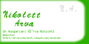 nikolett arva business card